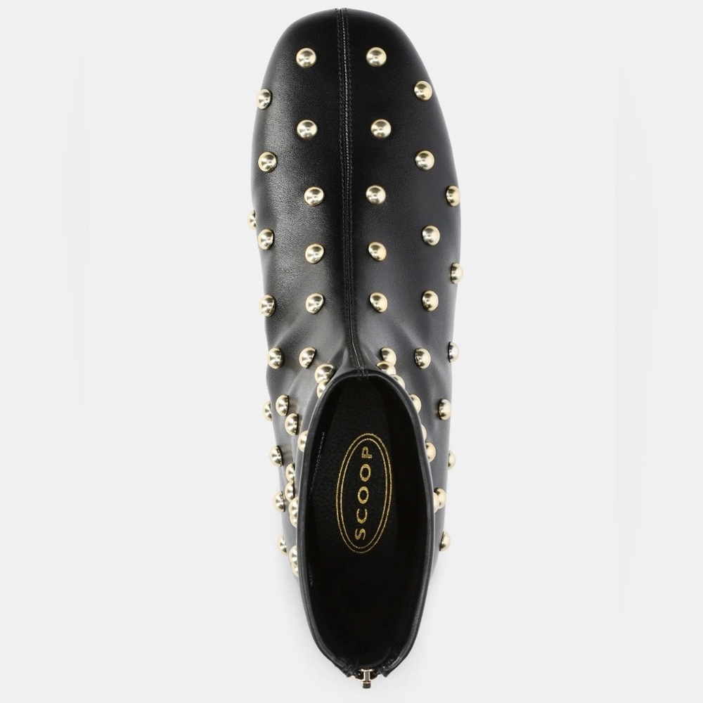 Elegant Black and Gold Studded Ankle Booties - Picture 3 of 10